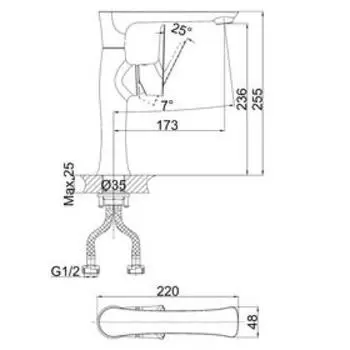 Смеситель для кухни D&K Rhein Reisling DA1272401, однорычажный, хром