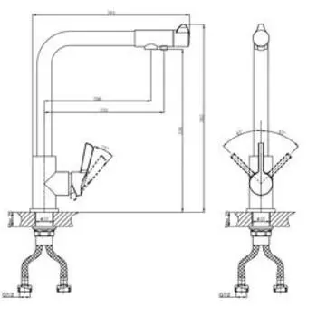 Смеситель для кухни D&K Rhein.Schiller DA1461601, однорычажный, хром