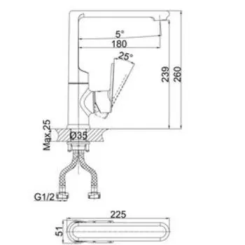 Смеситель для кухни D&K Rhein Speyer DA1312401, однорычажный, хром