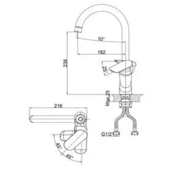 Смеситель для кухни D&K Venice Baciano DA1032401, однорычажный, хром