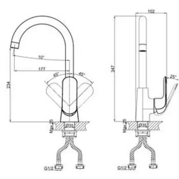 Смеситель для кухни D&K Venice.Gondola DA1022401, однорычажный, хром