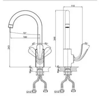 Смеситель для кухни D&K Venice Gondola DA1022441, однорычажный, хром