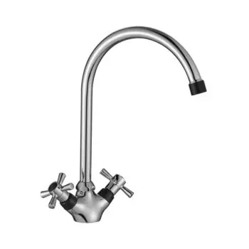 Смеситель для кухни DECOROOM DR51028-Black, двухвентильный, длина излива 200мм, хром/черный 77045