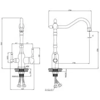 Смеситель для кухни ESKO FLORENCE FR 519 Br, с L-изливом, цвет бронза