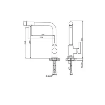 Смеситель для кухни ESKO KITCHEN K23, R-излив, с подключением к фильтру