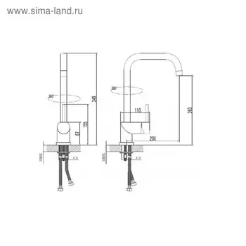 Смеситель для кухни Esko Kitchen K5, с высоким изливом, нерж. cталь