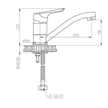 Смеситель для кухни ESKO RIO 15, излив 140 мм, цвет хром