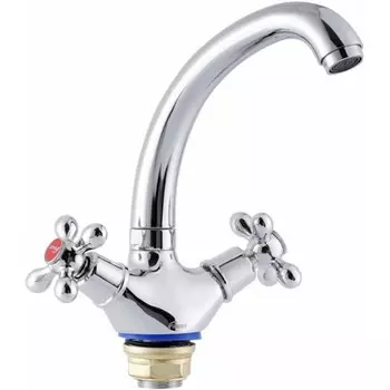 Смеситель для кухни FAUZT FZs-258-10, двухвентильный, длина излива 180 мм, хром