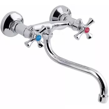 Смеситель для кухни FAUZT FZs-490-07, двухвентильный, излив 190 мм, настенный, хром