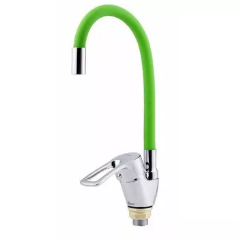 Смеситель для кухни FAUZT FZs-833-G129, однорычажный, длина излива 180 мм, хром/зеленый