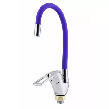 Смеситель для кухни FAUZT FZs-833-P129, однорычажный, длина излива 180 мм, хром/фиолетовый 762770
