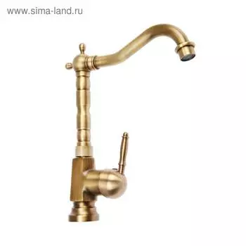 Смеситель для кухни и раковины ZEIN Ретро, высокий излив, без подводки, латунь, цвет бронза