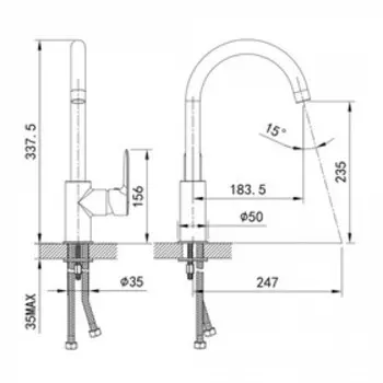 Смеситель для кухни IDDIS Cuba CU1BNJ0i05, однорычажный, хром