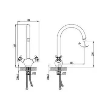 Смеситель для кухни IDDIS SAM, SAMSB00i05, двухвентильный