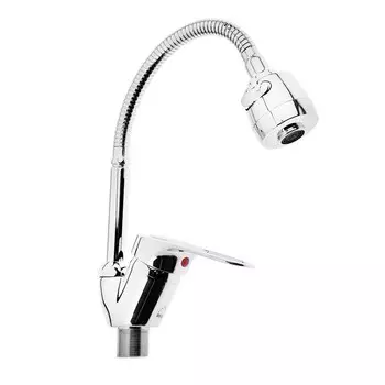 Смеситель для кухни "Эверест" B58-025, однорычажный, гибкий излив, хром