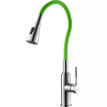 Смеситель для кухни Lemark LM5082S-Green, однорычажный, гибкий излив, 2 функции, зеленый
