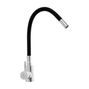 Смеситель для кухни "ОЛИМП" OC77125-7, однорычажный, высокий излив, черный