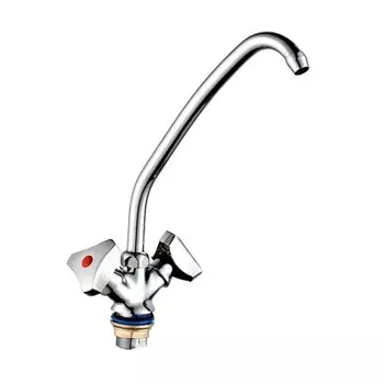 Смеситель для кухни "ПСМ-Профсан" PSM-120-80, двухвентильный, излив 160 мм, хром