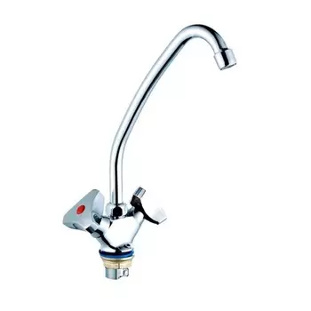 Смеситель для кухни "ПСМ-Профсан" PSM-127-80, двухвентильный, излив 160 мм, хром