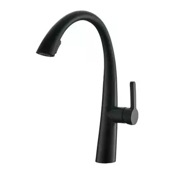 Смеситель для кухни "ПСМ-Профсан" PSM-301-9, однорычажный, лейка, излив 230 мм, черный