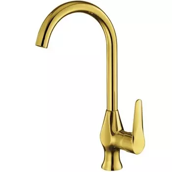 Смеситель для кухни "ПСМ-Профсан" PSM-303-3, однорычажный, лейка, излив 230 мм, золото