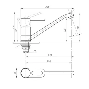 Смеситель для кухни "ПСМ-Профсан" PSM-425-008, однорычажный, длина излива 220 мм, хром
