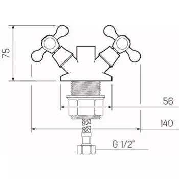Смеситель для кухни "РМС" KSL65-279F, двухвентильный, цинк, хром