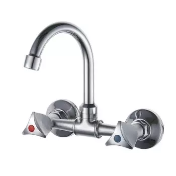 Смеситель для кухни "РМС" SL119-362, настенный, двухвентильный, цинк, хром