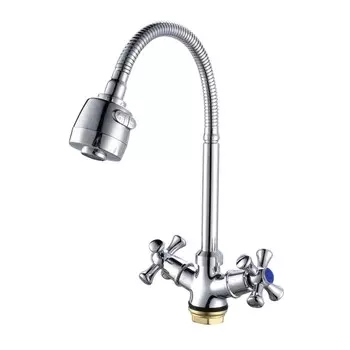 Смеситель для кухни "РМС" SL138-279F, гибкий излив, двухвентильный, цинк, хром