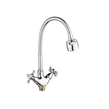 Смеситель для кухни "РМС" SL65-279F, гибкий излив, двухвентильный, цинк, хром