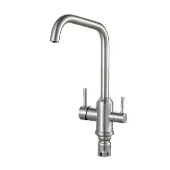 Смеситель для кухни "РМС" SUS124-017F-015, выход для питьевой воды, нержавеющая сталь, сатин 10285