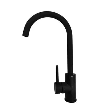 Смеситель для кухни "РМС" SUS124BLK-017F, картридж 35 мм, нержавеющая сталь, черный