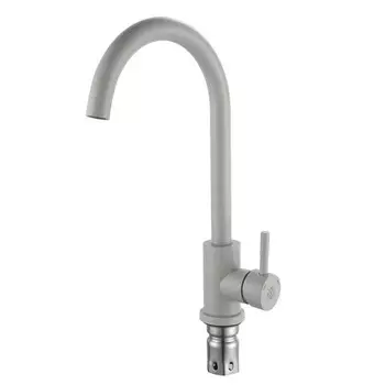 Смеситель для кухни "РМС" SUS124GY-017F, картридж 35 мм, нержавеющая сталь, серый