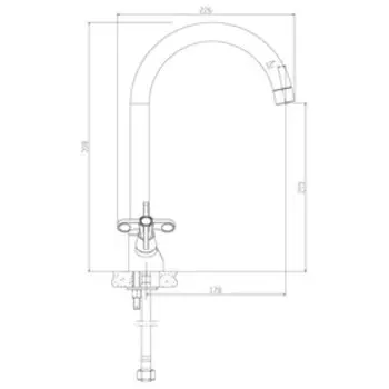 Смеситель для кухни Rossinka RS42-72, двуручный, с высоким поворотным изливом, цвет хром