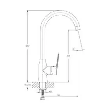 Смеситель для кухни RUSH Balearic BA3935-22, однорычажный, хром