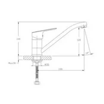 Смеситель для кухни RUSH Crete CR3535-26, однорычажный, хром