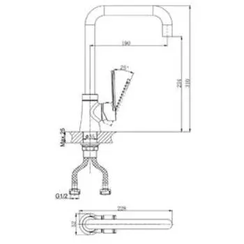 Смеситель для кухни RUSH Denis DN0335-22, однорычажный, с поворотным изливом, хром