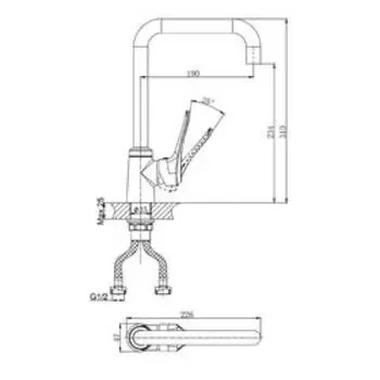 Смеситель для кухни RUSH Jawa JA0735-23, однорычажный, с поворотным изливом, хром