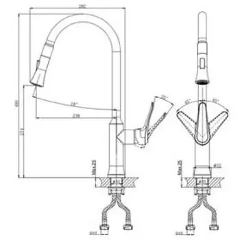 Смеситель для кухни RUSH Jawa JA0735-24, однорычажный, с поворотным изливом, хром