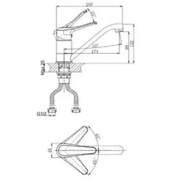 Смеситель для кухни RUSH Jawa JA0735-25, однорычажный, с поворотным изливом, хром