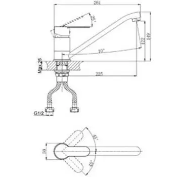 Смеситель для кухни RUSH Tenerife TE2835-26, однорычажный, с поворотным изливом, хром