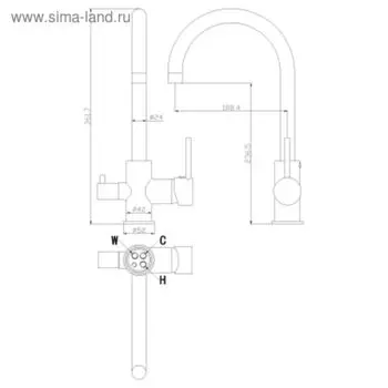 Смеситель для кухни с подключением к фильтру с питьевой водой Rossinka Z35-28