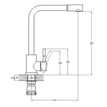 Смеситель для кухни Solone EZA4-B090, однорычажный, нержавеющая сталь, картридж 35 мм, хром 798190