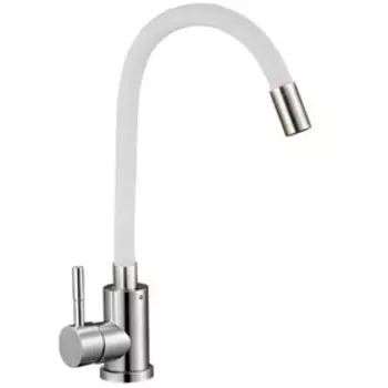 Смеситель для кухни Solone EZA4-F090 KW, однорычажный, гибкий излив, картридж 35 мм, белый