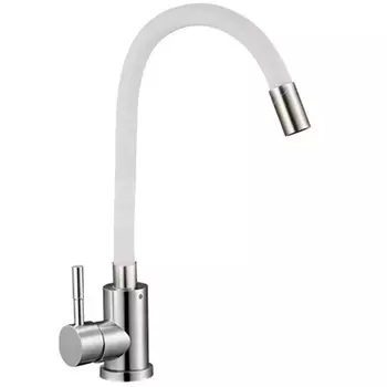 Смеситель для кухни Solone EZA4-F090 KW, однорычажный, гибкий излив, картридж 35 мм, белый