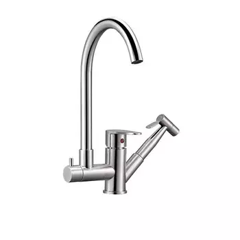 Смеситель для кухни Solone JAT18-A094, с вытяжной лейкой, однорычажный, картридж 35 мм, хром