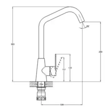 Смеситель для кухни Solone JAT4-A094, однорычажный, нержавеющая сталь, картридж 35 мм, хром 798191