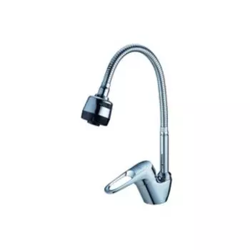 Смеситель для кухни Solone LOP4-B043, поворотный гибкий излив, цинк, картридж 40 мм, хром