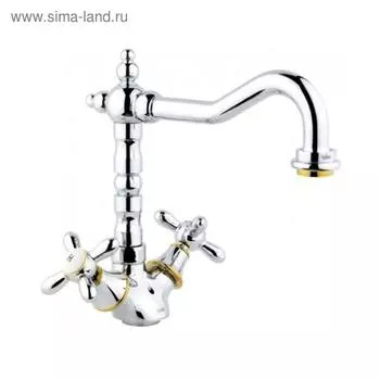 Смеситель для кухни Timo Ritz 0143FK chrome-gold, двухвентильный, хром/золото