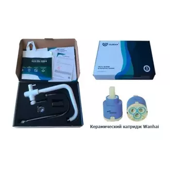 Смеситель для кухни Ulgran Quartz UQ-019, с краном для питьевой воды, цвет 07 уголь